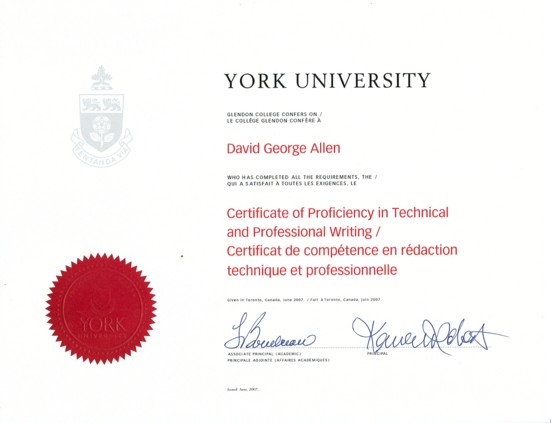 Technical Writing Certificate